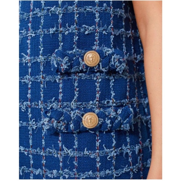 Tuckernuck Sapphire Tweed Jackie Dress Blue Windowpane Tweed Size Large - Picture 4 of 15